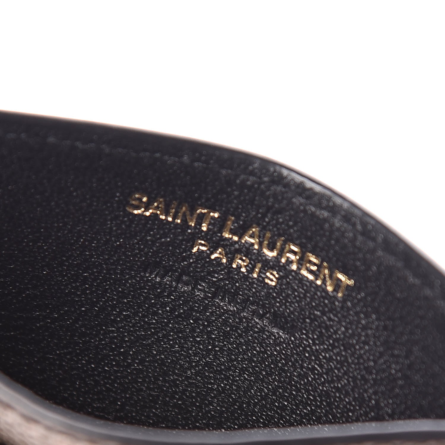 Saint Laurent Metallic Grain De Poudre Matelasse Chevron Monogram Credit Card Case Pewter 6 of 8