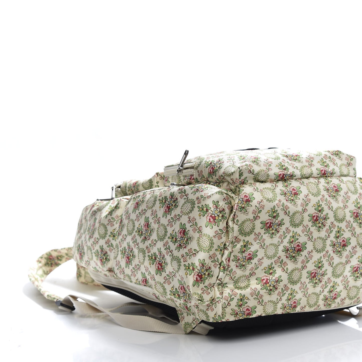 X MLB Satin Floral Print NY Yankees Patch Backpack Ivory Green