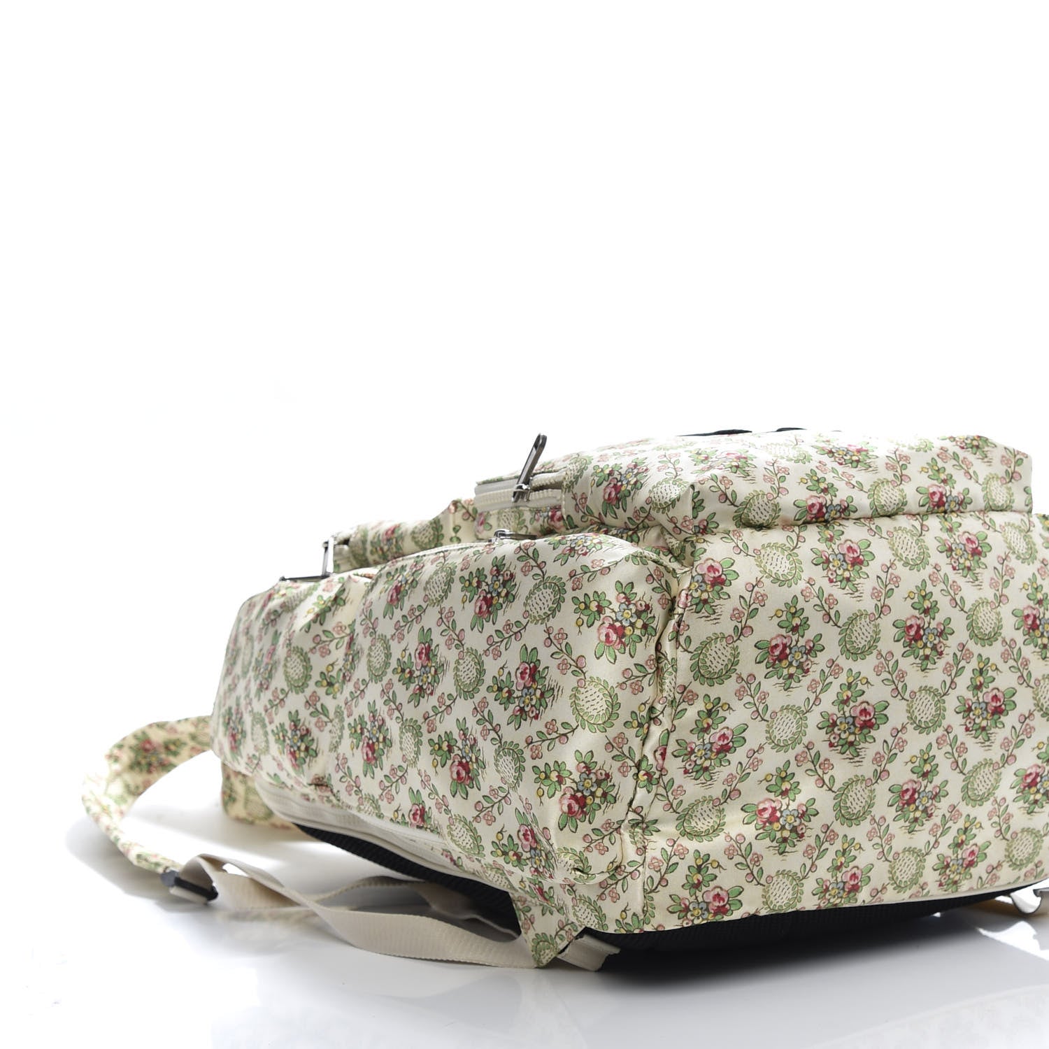 Gucci X MLB Satin Floral Print NY Yankees Patch Backpack Ivory Green 5 of 11