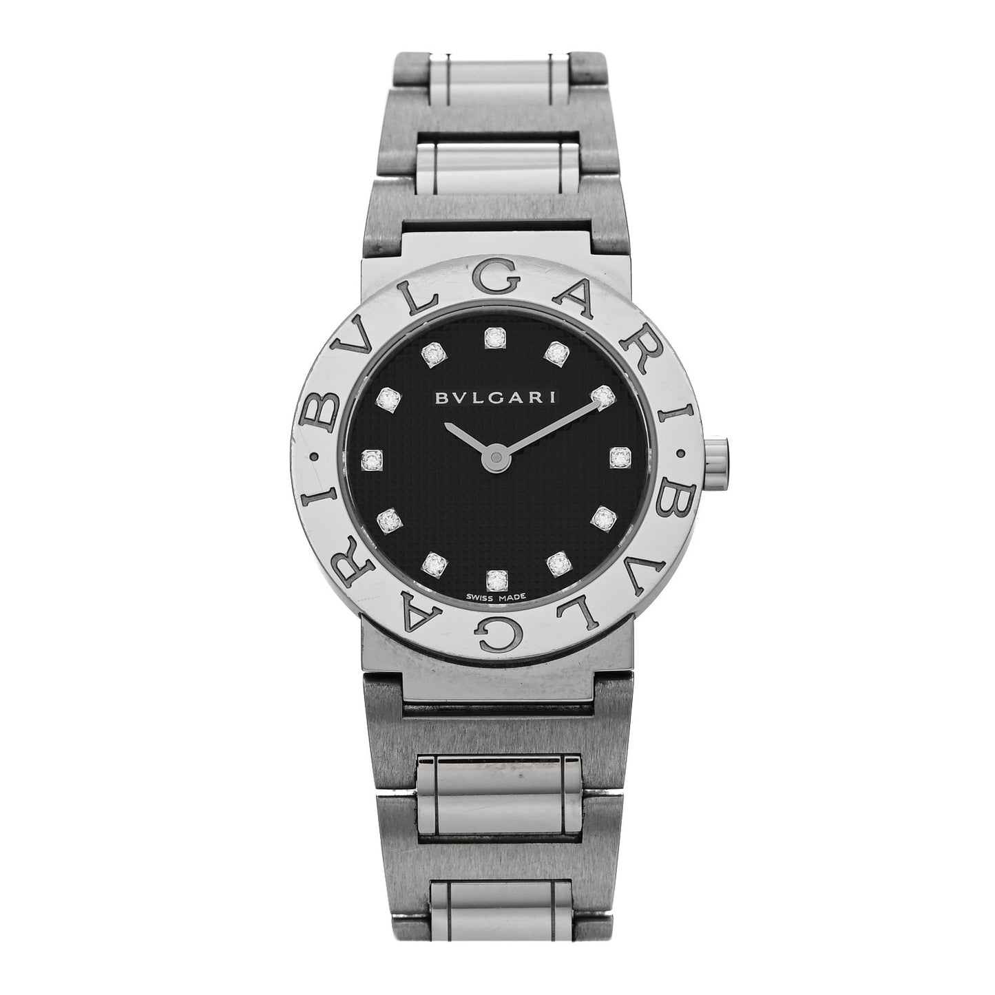 Stainless Steel Diamond 26mm Quartz Watch Black