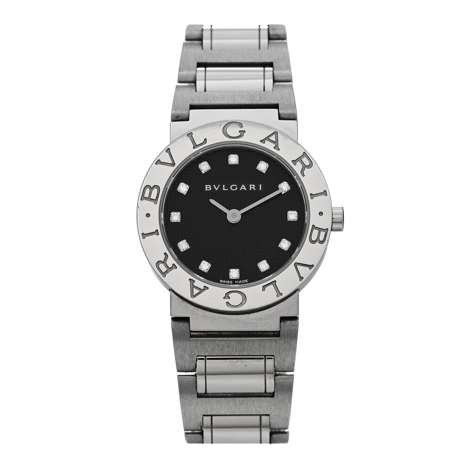 Bulgari Stainless Steel Diamond 26mm Quartz Watch Black 1 of 5