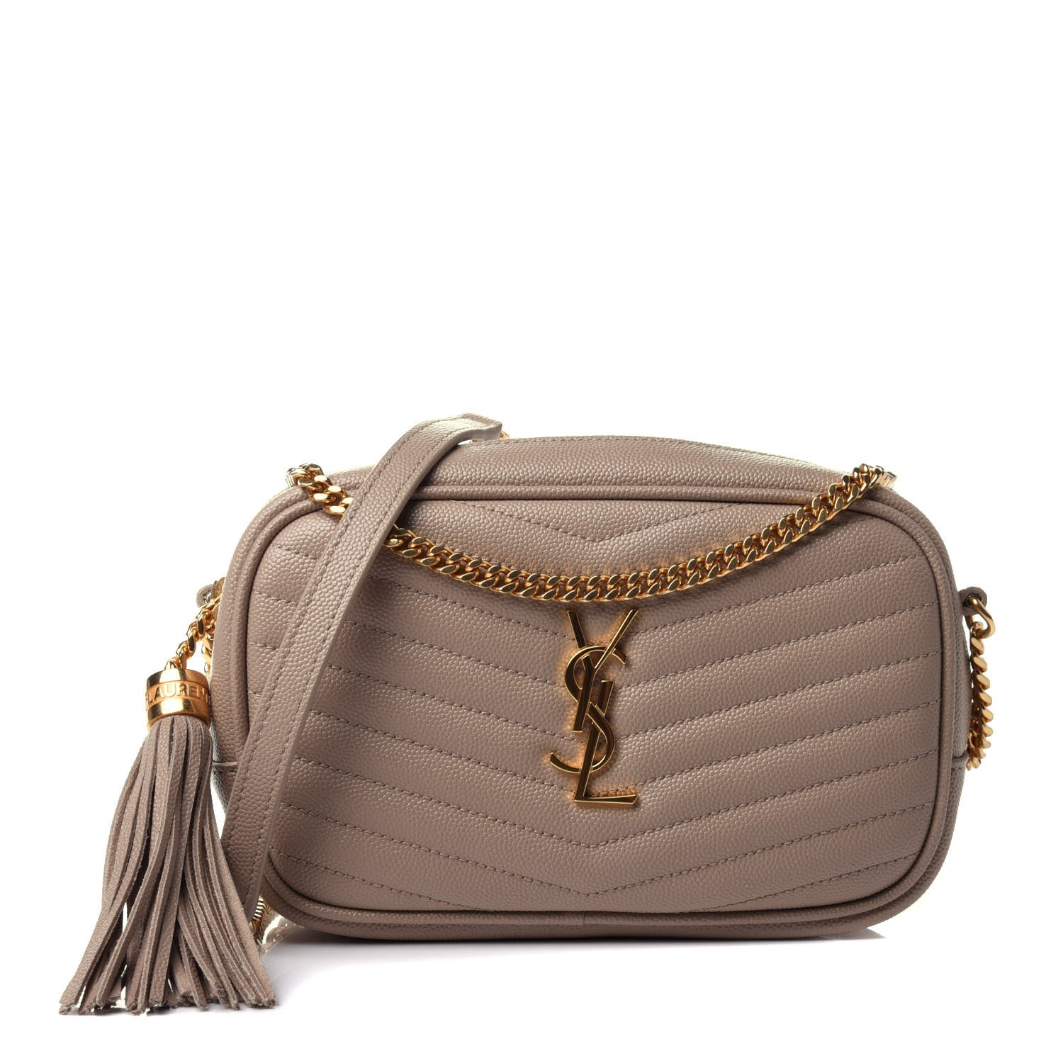 Saint Laurent Grain De Poudre Matelasse Monogram Mini Lou Camera Bag Dark Beige 1 of 4