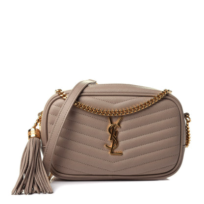 Saint Laurent Grain De Poudre Matelasse Monogram Mini Lou Camera Bag Dark Beige 1 of 4