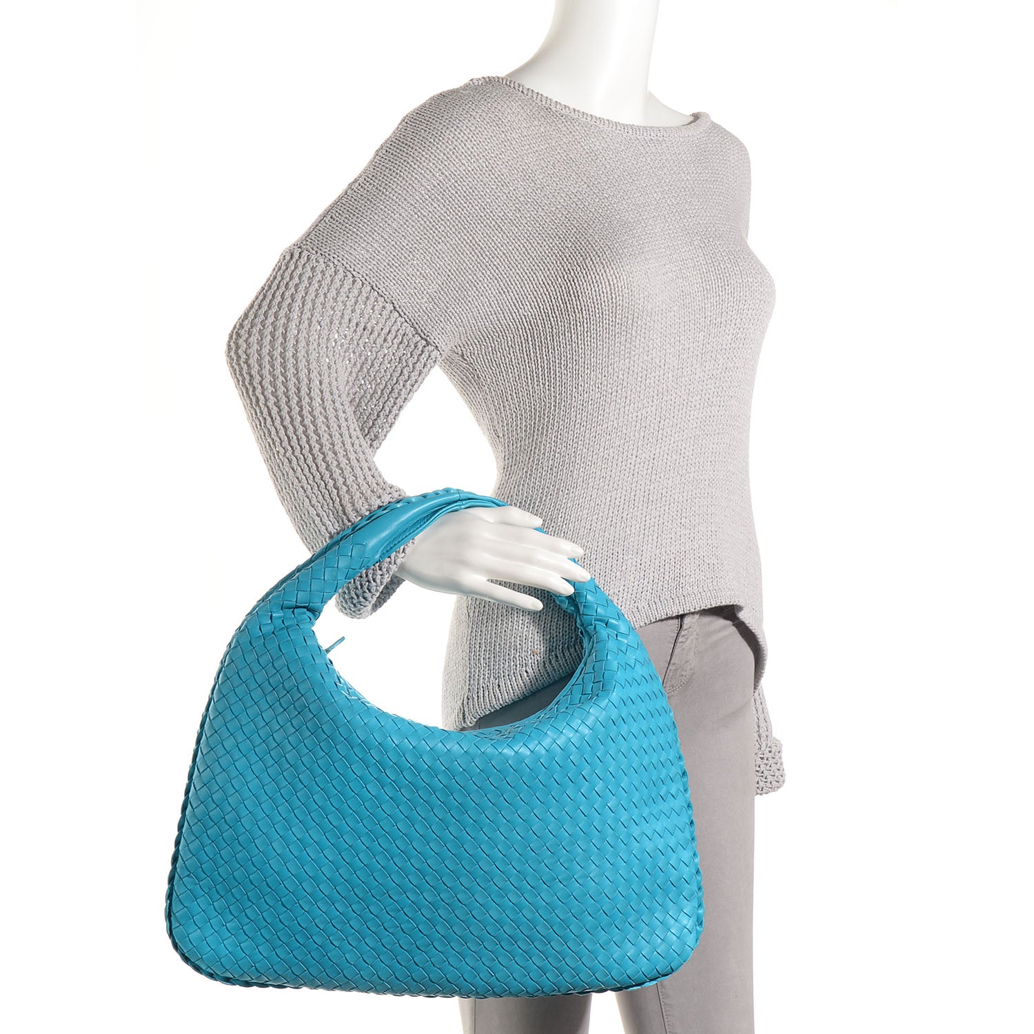 Bottega Veneta Nappa Intrecciato Large Veneta Hobo Turquoise 2 of 9