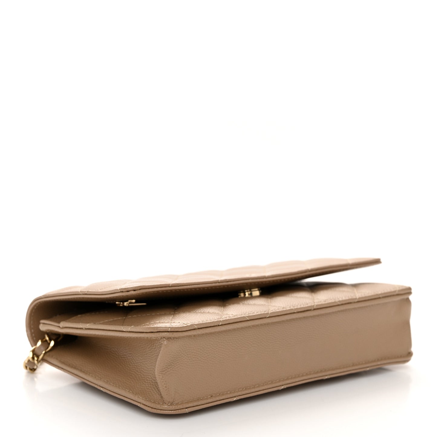 Caviar Quilted Wallet on Chain WOC Dark Beige