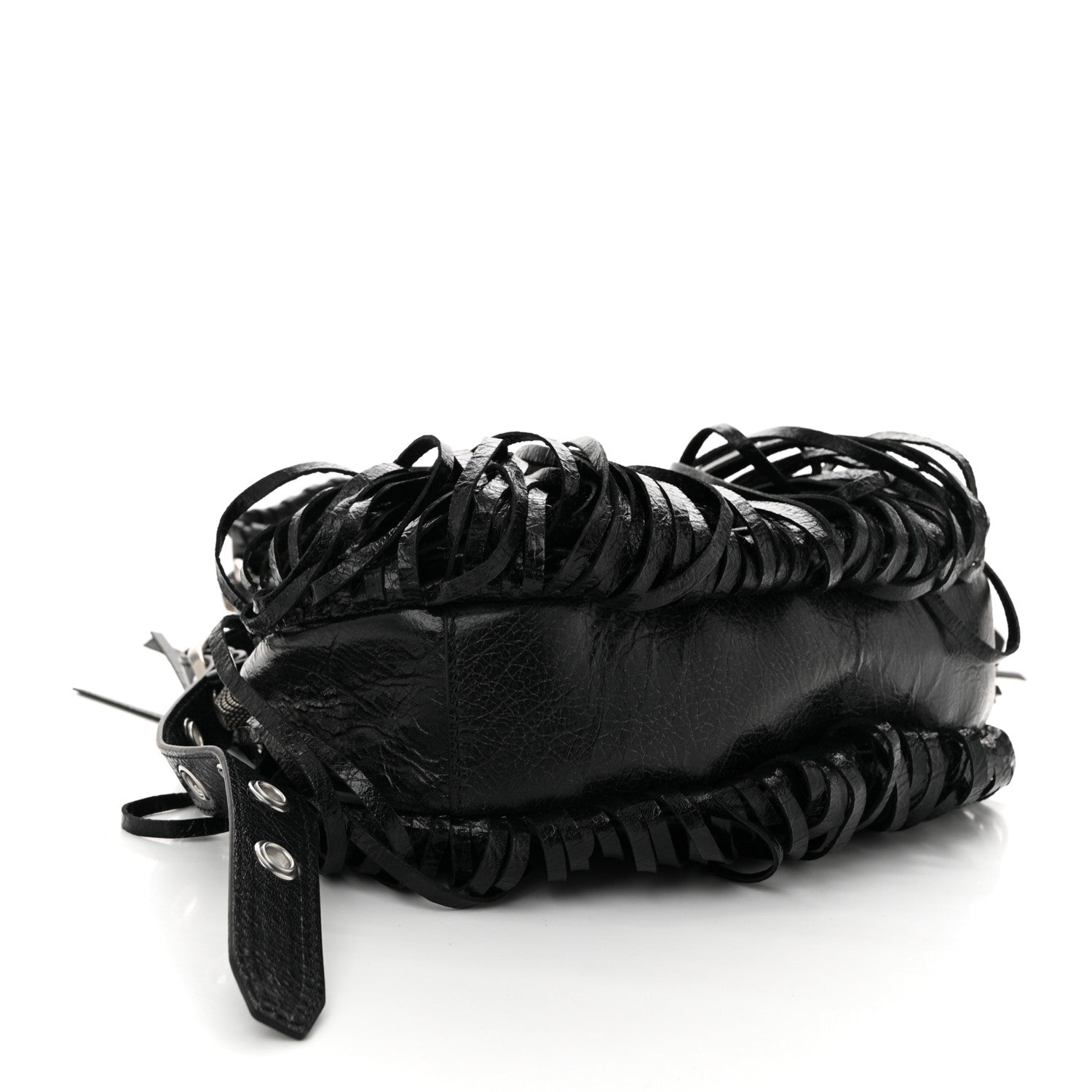 Balenciaga Agneau Arena Le Cagole Fringe Shoulder Bag XS Black 5 of 12