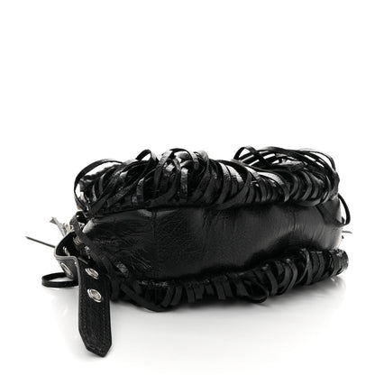 Balenciaga Agneau Arena Le Cagole Fringe Shoulder Bag XS Black 5 of 12
