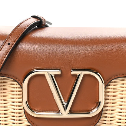 Valentino Garavani Wicker Calfskin Vlogo Small Loco Shoulder Bag Natural Saddle Brown 7 of 9