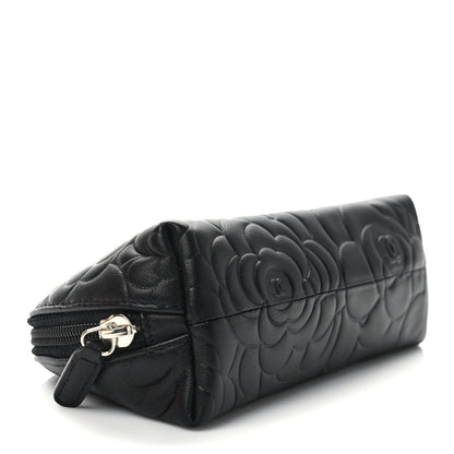 Chanel Lambskin Camellia Embossed Cosmetic Case Black 4 of 8