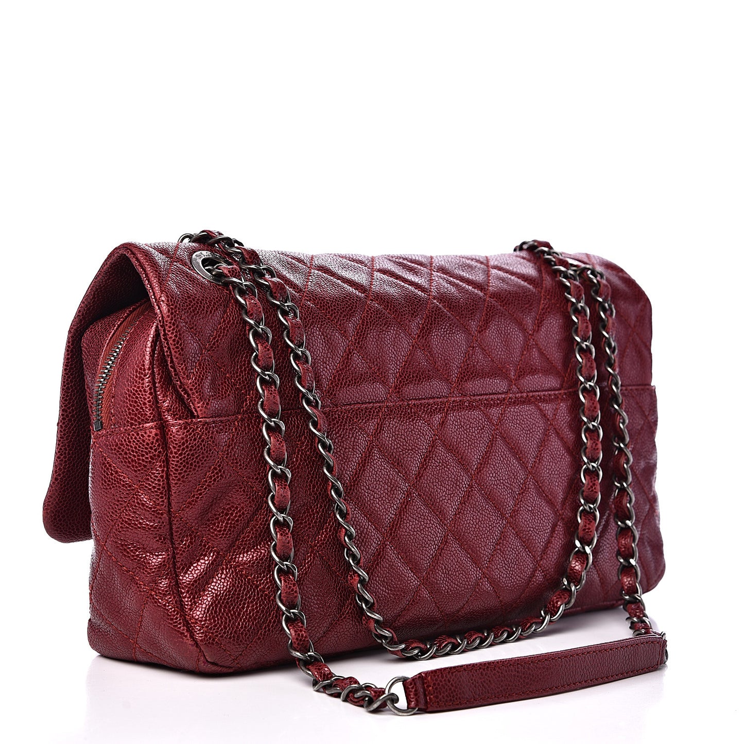 Caviar Quilted Jumbo Easy Flap Red