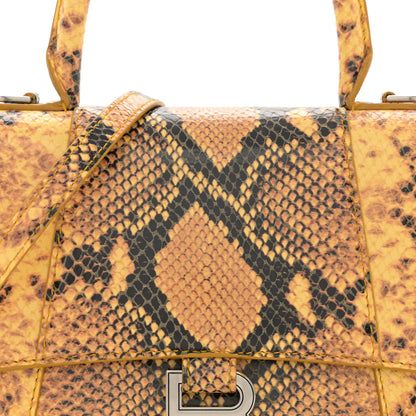 Balenciaga Shiny Calfskin Python Effect Small Hourglass Top Handle Bag Orange Black 7 of 10