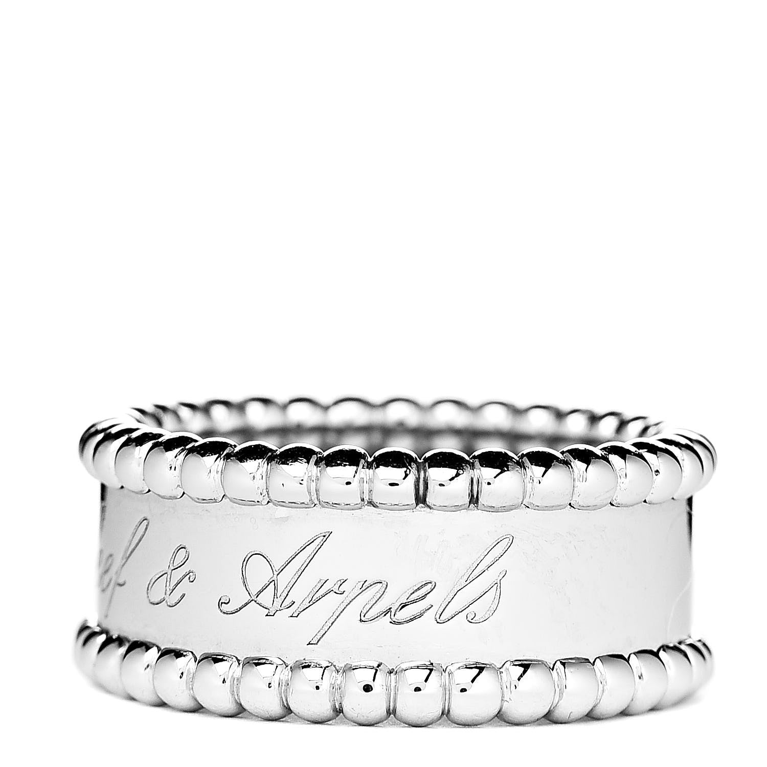 Van Cleef & Arpels 18K White Gold Perlee Signature Ring 47 4 5 of 7