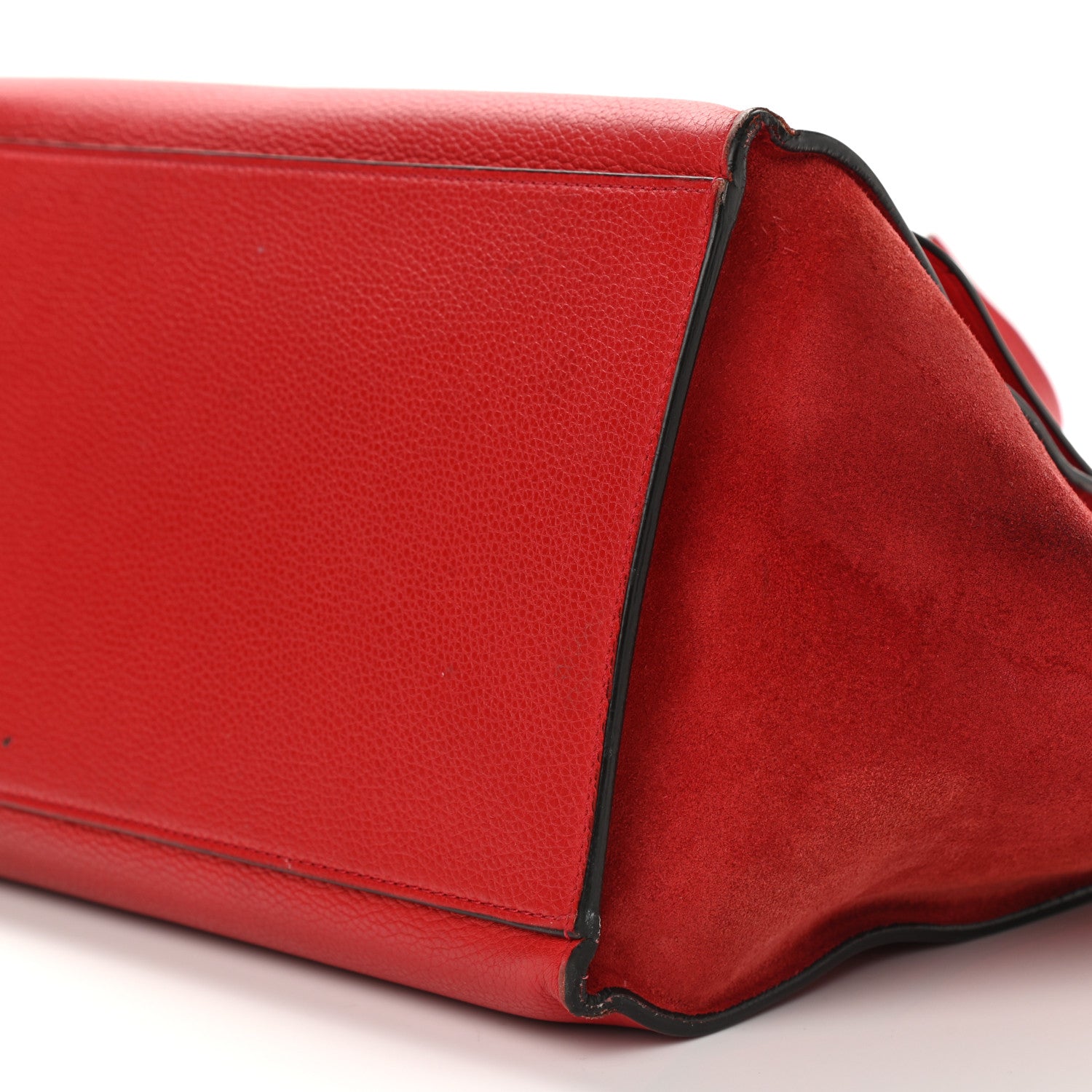 Celine Drummed Calfskin Suede Medium Trapeze Coquelicot 10 of 28
