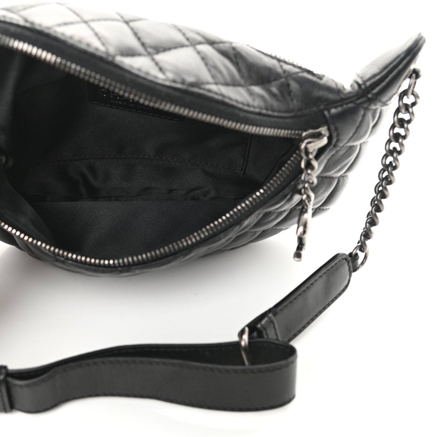 Chanel Lambskin Quilted Banane Waist Bag Fanny Pack Black 6 of 12