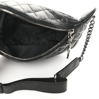 Chanel Lambskin Quilted Banane Waist Bag Fanny Pack Black 6 of 12