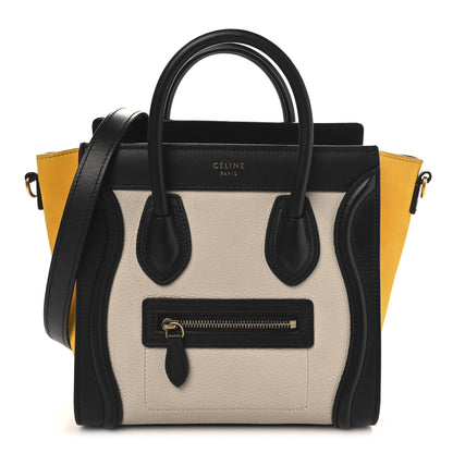 Celine Elephant Calfskin Nano Tri-Color Luggage Yellow 1 of 10
