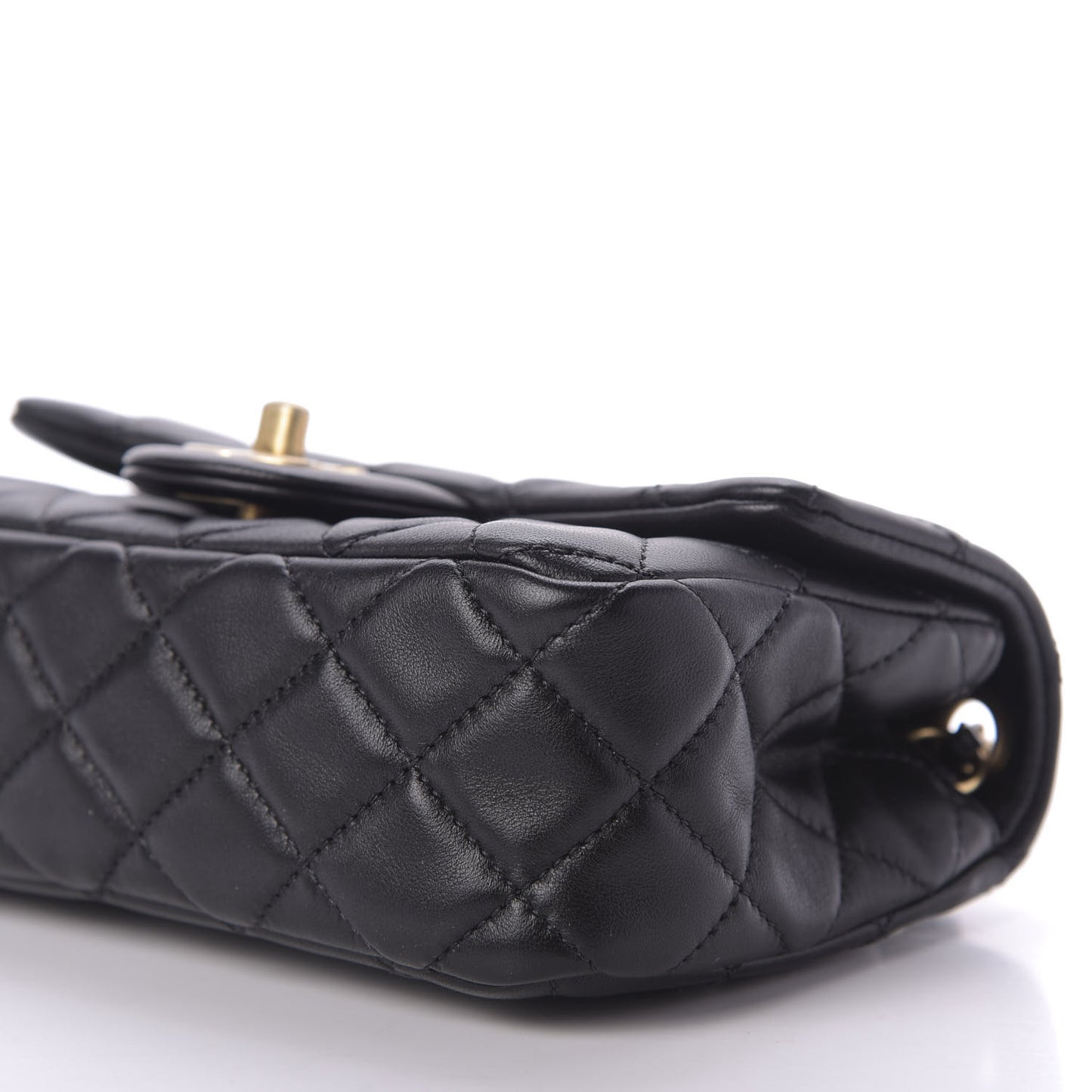 Lambskin Quilted Mini Rectangular Pearl Crush Flap Black