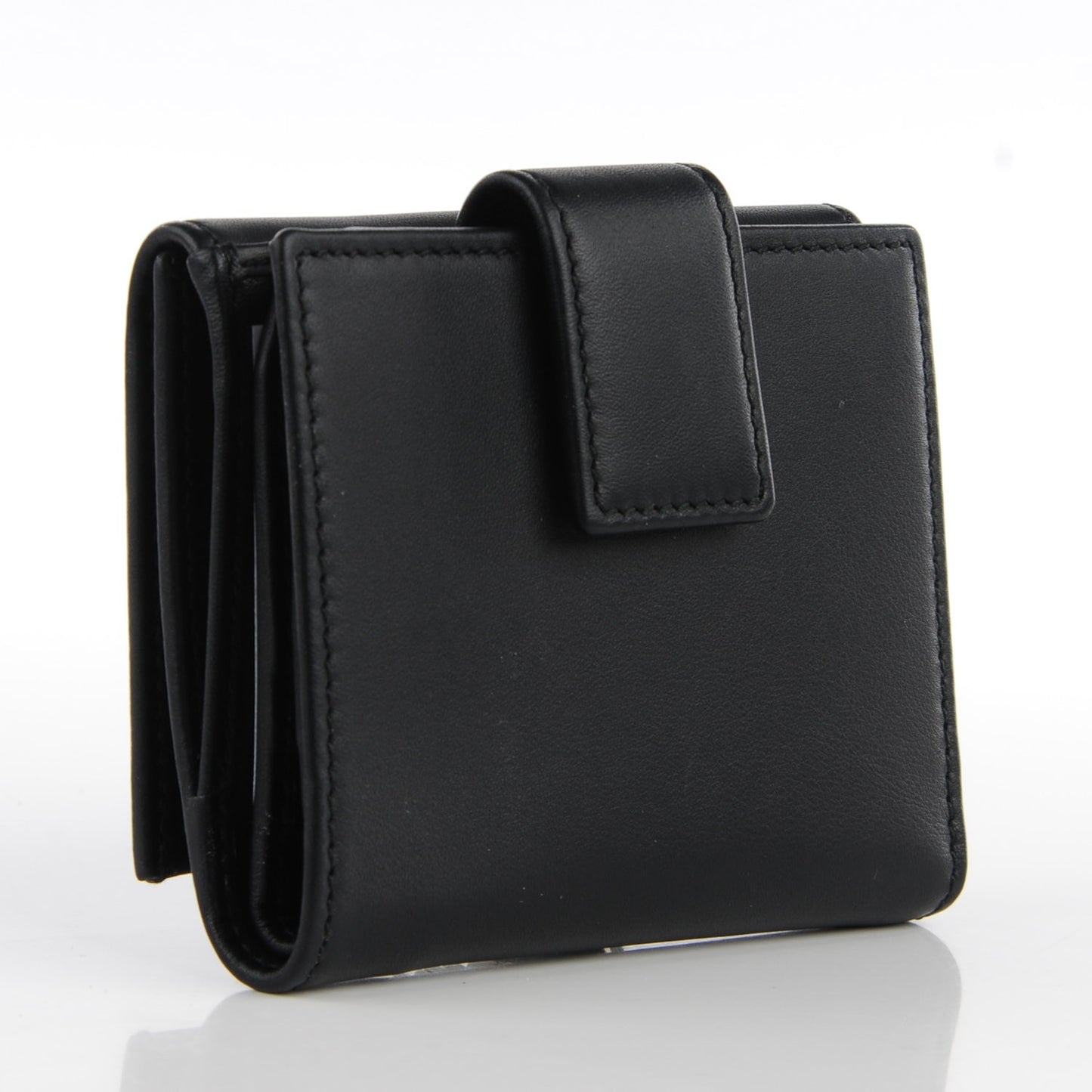 Calfskin Swarovski Crystal Mini GG Sparkling French Flap Wallet Black