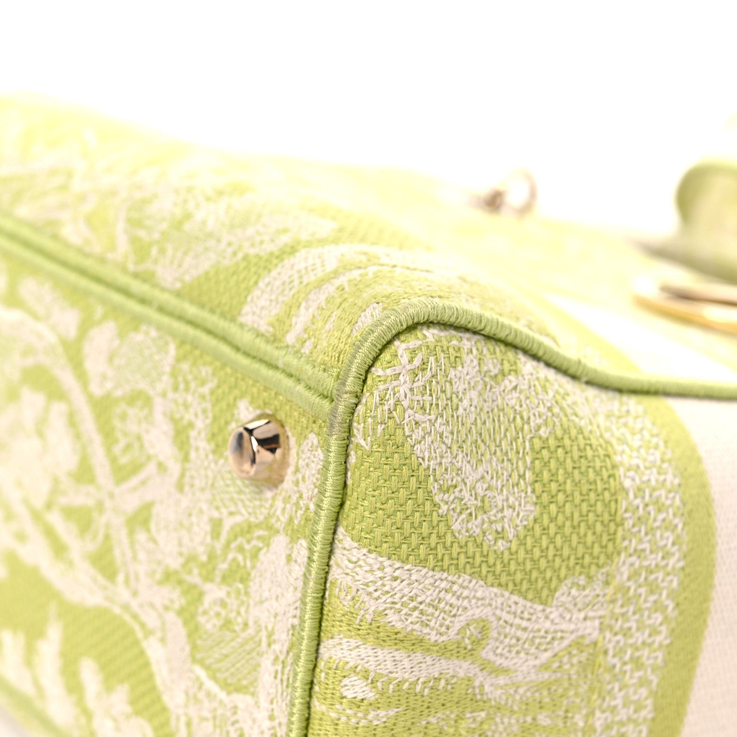 Christian Dior Canvas Toile De Jouy Reverse Embroidered Medium Lady D-Lite Green 8 of 13