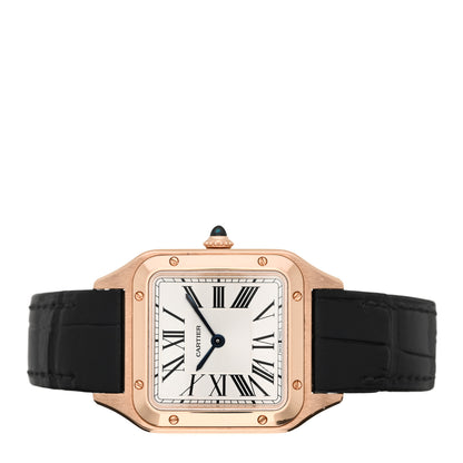 Cartier 18K Pink Gold Alligator 27.5mm Santos Dumont Quartz Watch 2 of 5