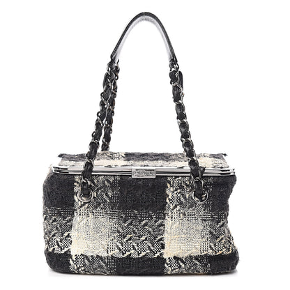 Chanel Tweed Paris NY Framed Box Shoulder Bag Black Ivory 1 of 11
