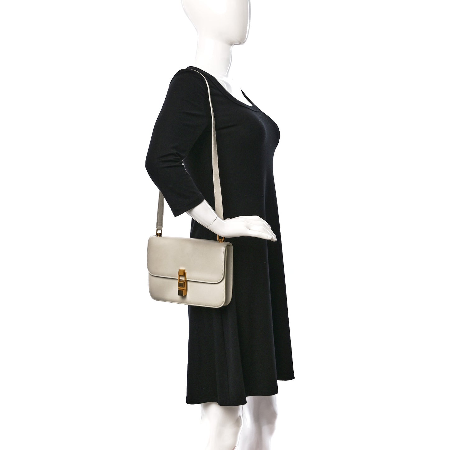 Smooth Calfskin Carre Satchel Crema Soft