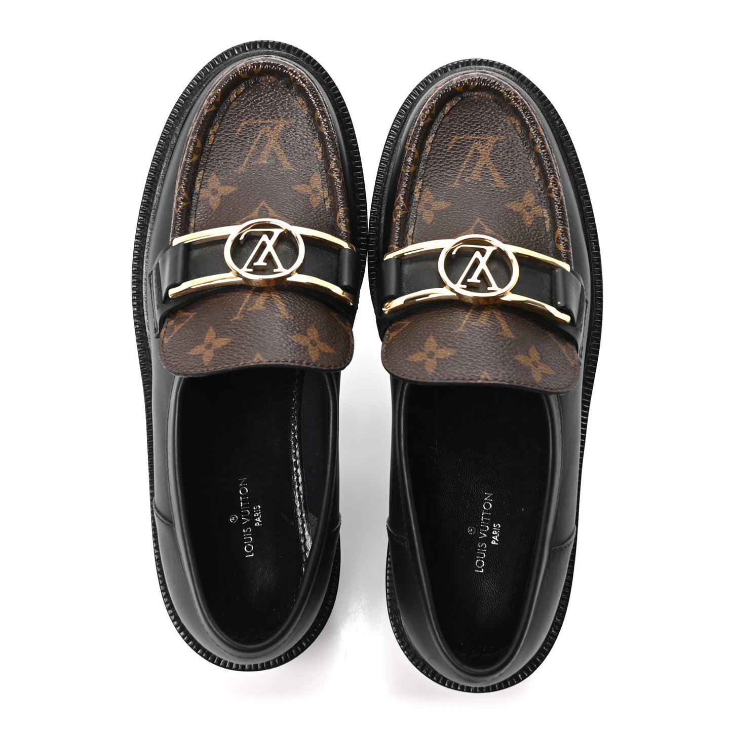 Monogram Calfskin Academy Loafers 38 Black