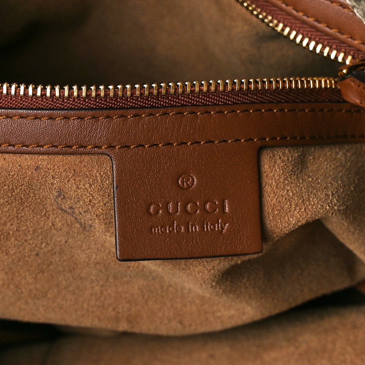 GG Supreme Monogram Large Linea A Hobo Light Brown