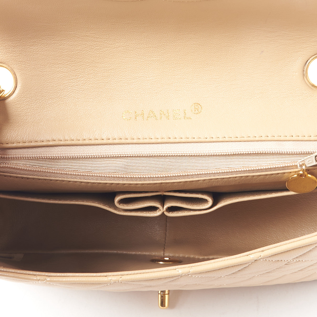 Chanel Lambskin Quilted Small Single Flap Beige 7 of 10