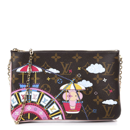 Louis Vuitton Monogram 2020 Christmas Animation Big Wheel Double Zip Pochette Rose Ballerine 1 of 11