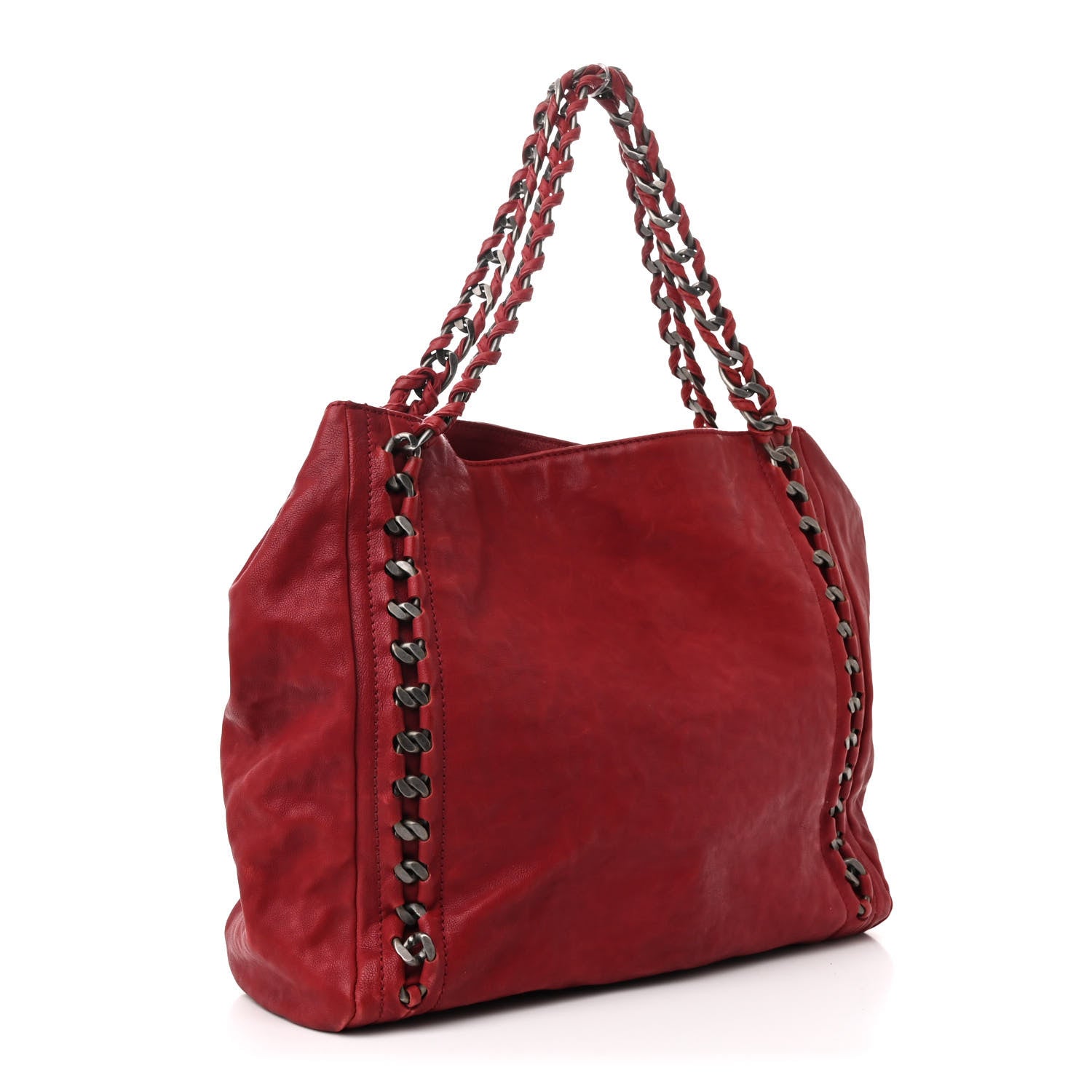 Chanel Calfskin Modern Chain Tote Red 3 of 10