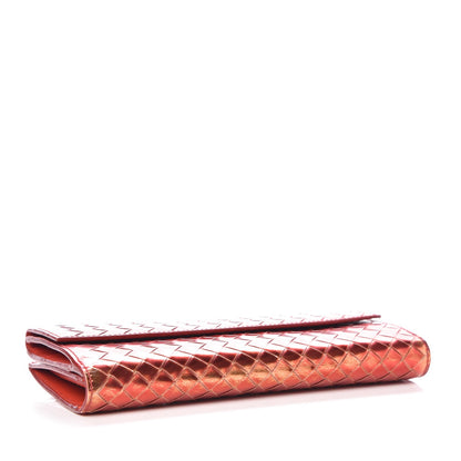 Bottega Veneta Metallic Nappa Intrecciato Continental Wallet Red 4 of 10