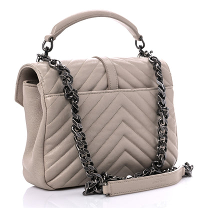 Saint Laurent Sheepskin Matelasse Chevron Monogram Medium College Bag Rose Antic 2 of 17