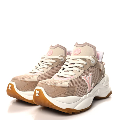 Louis Vuitton Patent Calfskin Technical Mesh Monogram Run 55 Sneakers 39 Beige Pink White 3 of 7