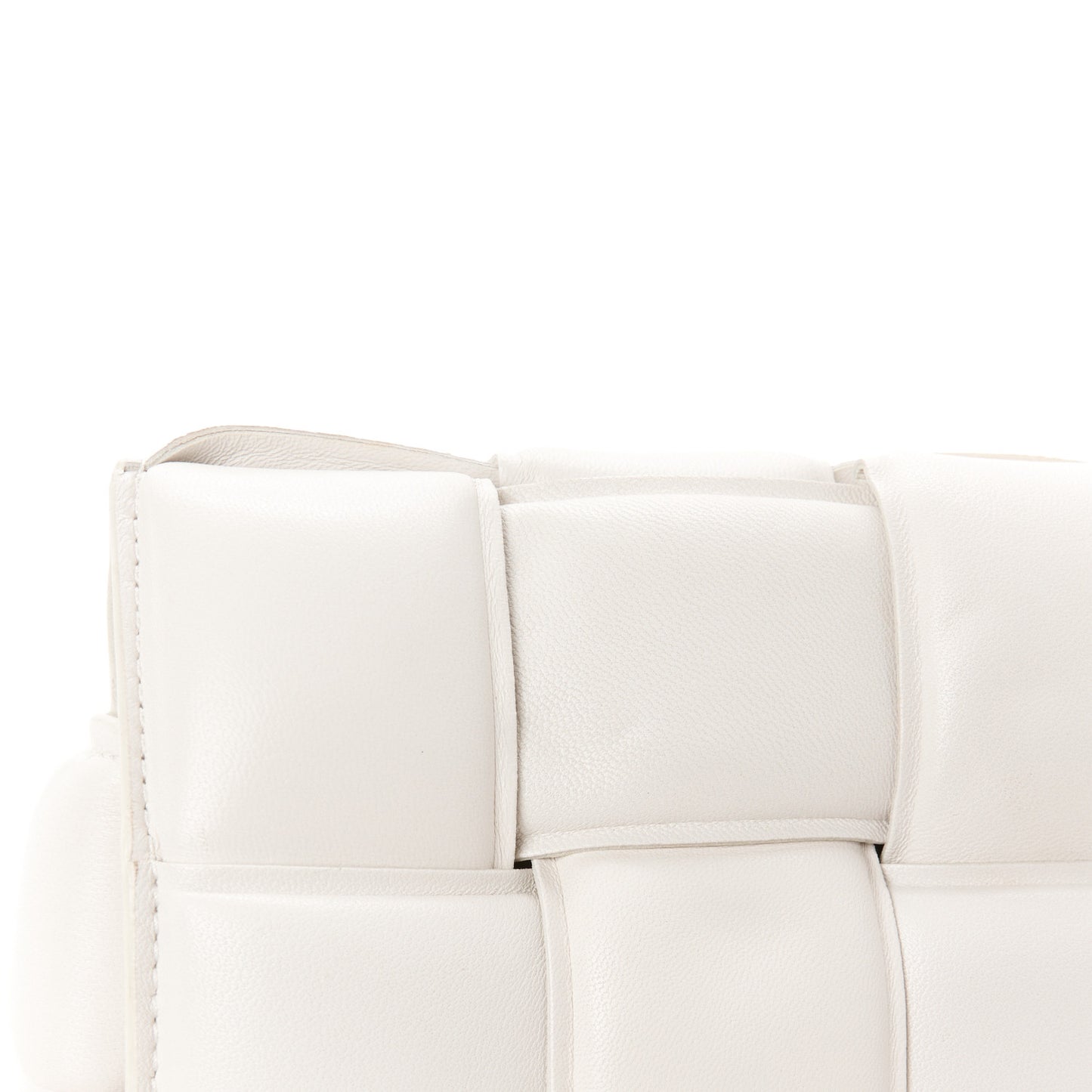 Lambskin Maxi Intreccio Padded Chain Cassette Crossbody Bag White