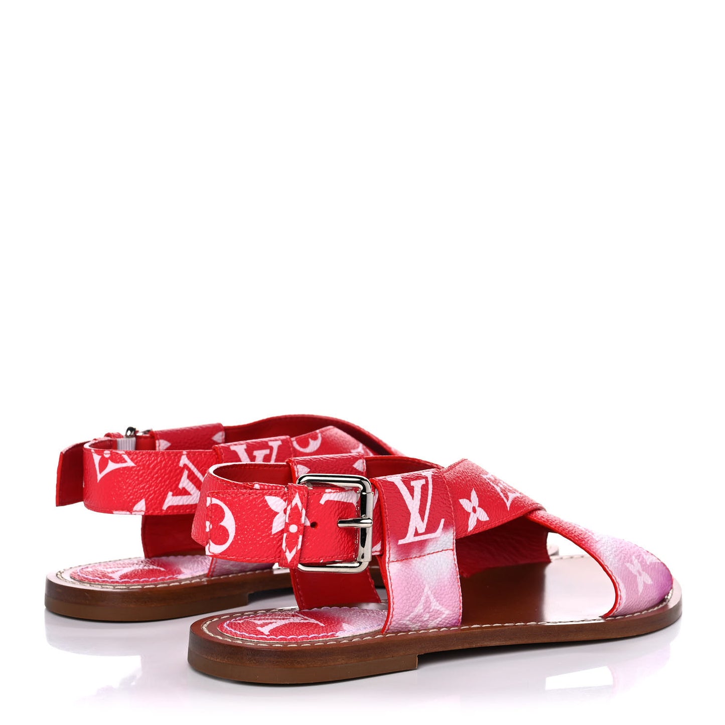 Monogram Escale Palma Flat Sandals 37 Rouge