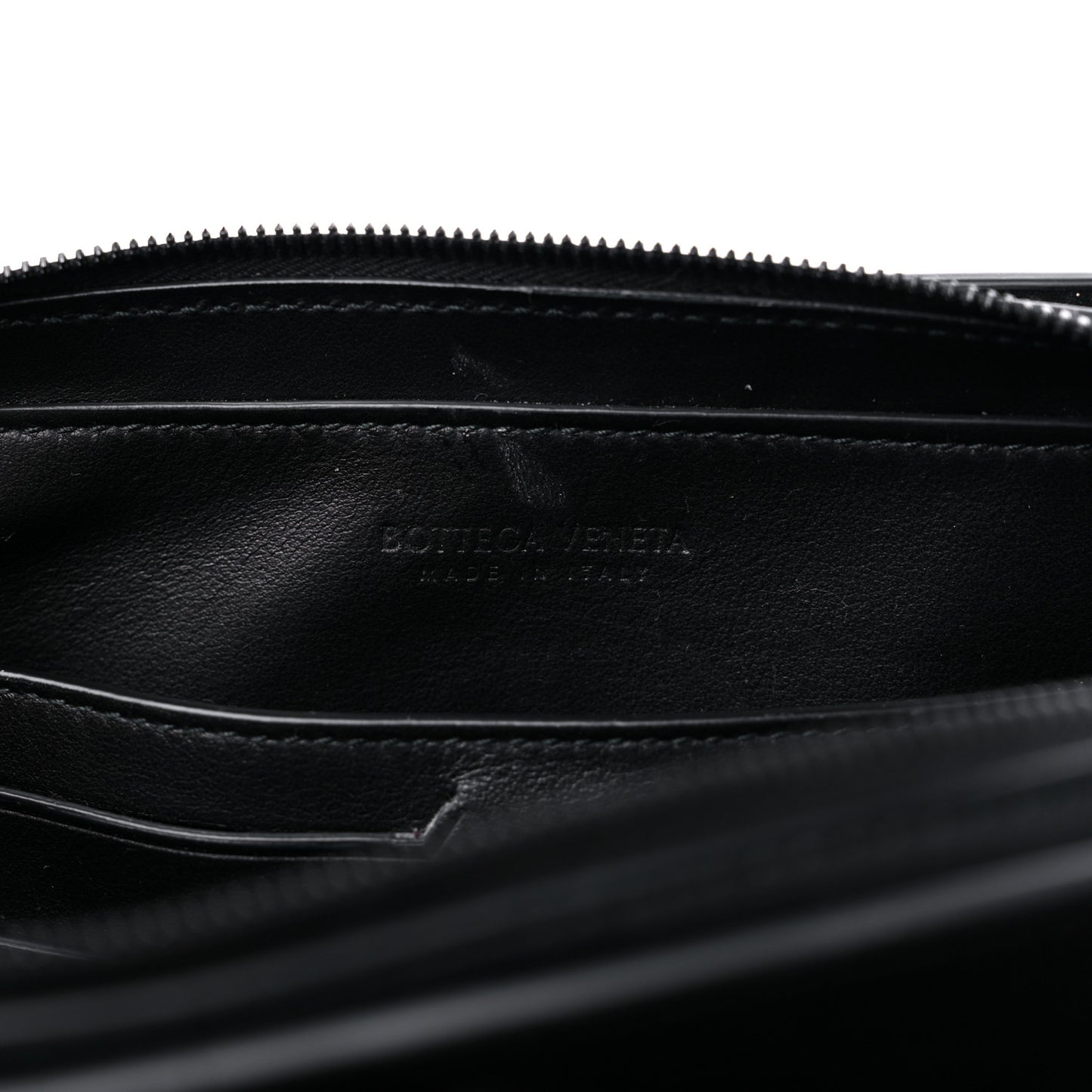 Nappa Intrecciato Wristlet Zip Wallet Black