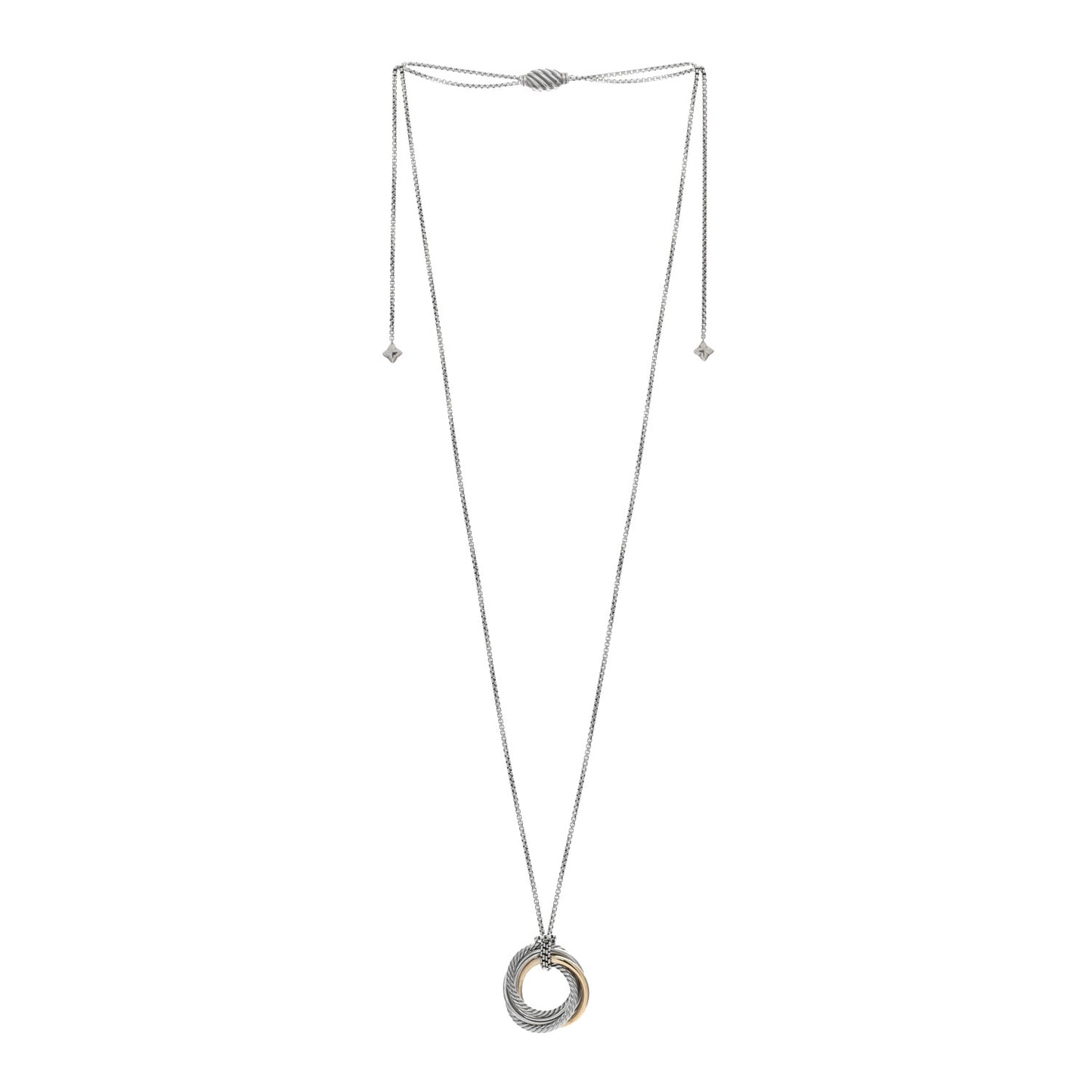 Sterling Silver 14K Yellow Gold 28mm Crossover Pendant Necklace