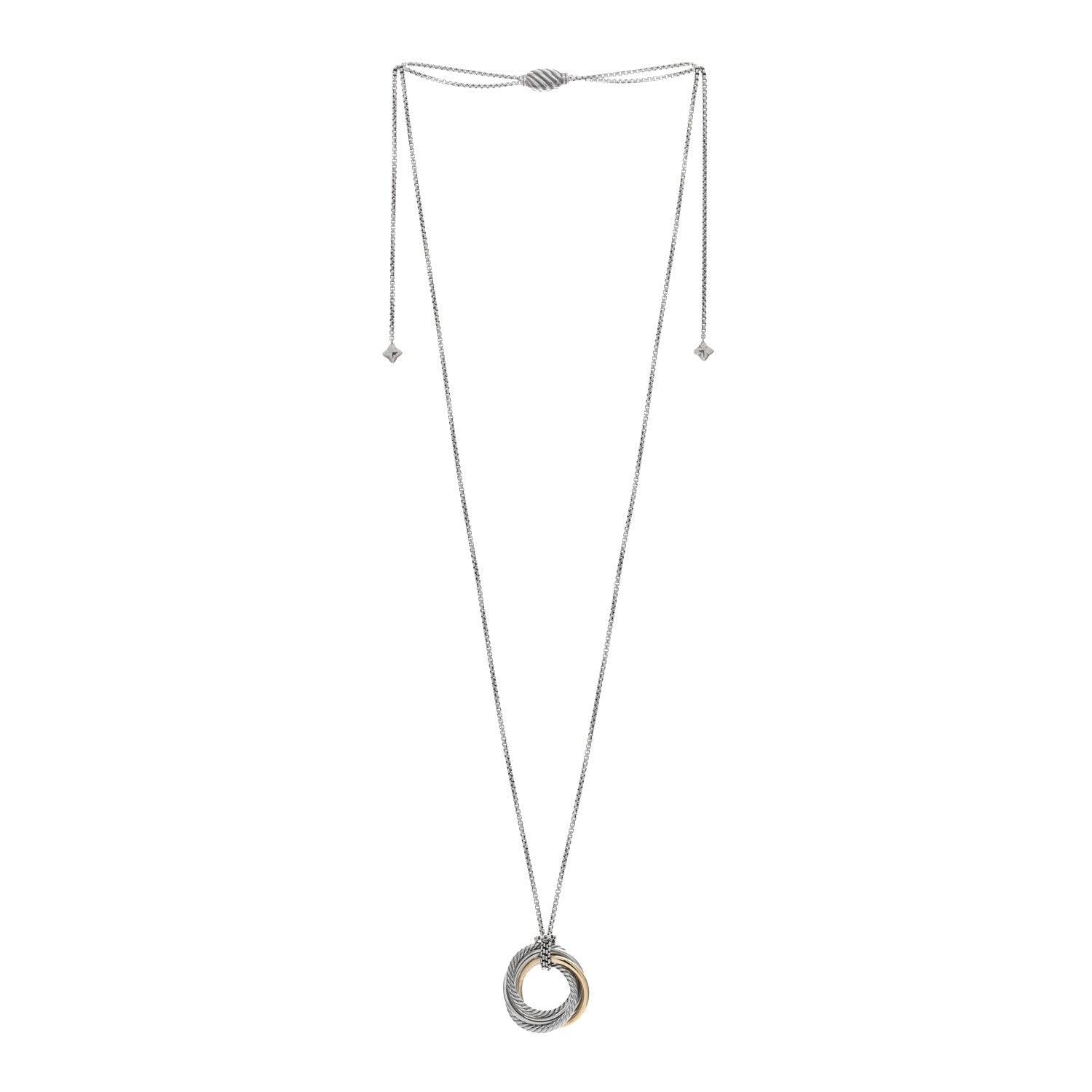 David Yurman Sterling Silver 14K Yellow Gold 28mm Crossover Pendant Necklace 2 of 4