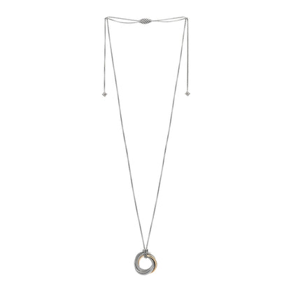 David Yurman Sterling Silver 14K Yellow Gold 28mm Crossover Pendant Necklace 2 of 4