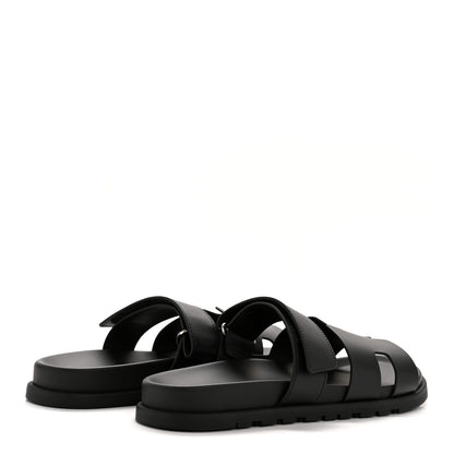 Hermes Calfskin Mens Chypre Sandals 44 Black 9 of 22