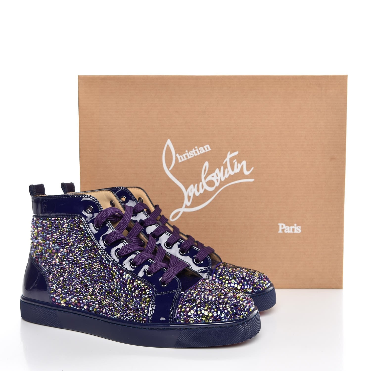 Christian Louboutin Mens Patent Strass Louis Flat Sneakers 41 Purple Pop 10 of 10