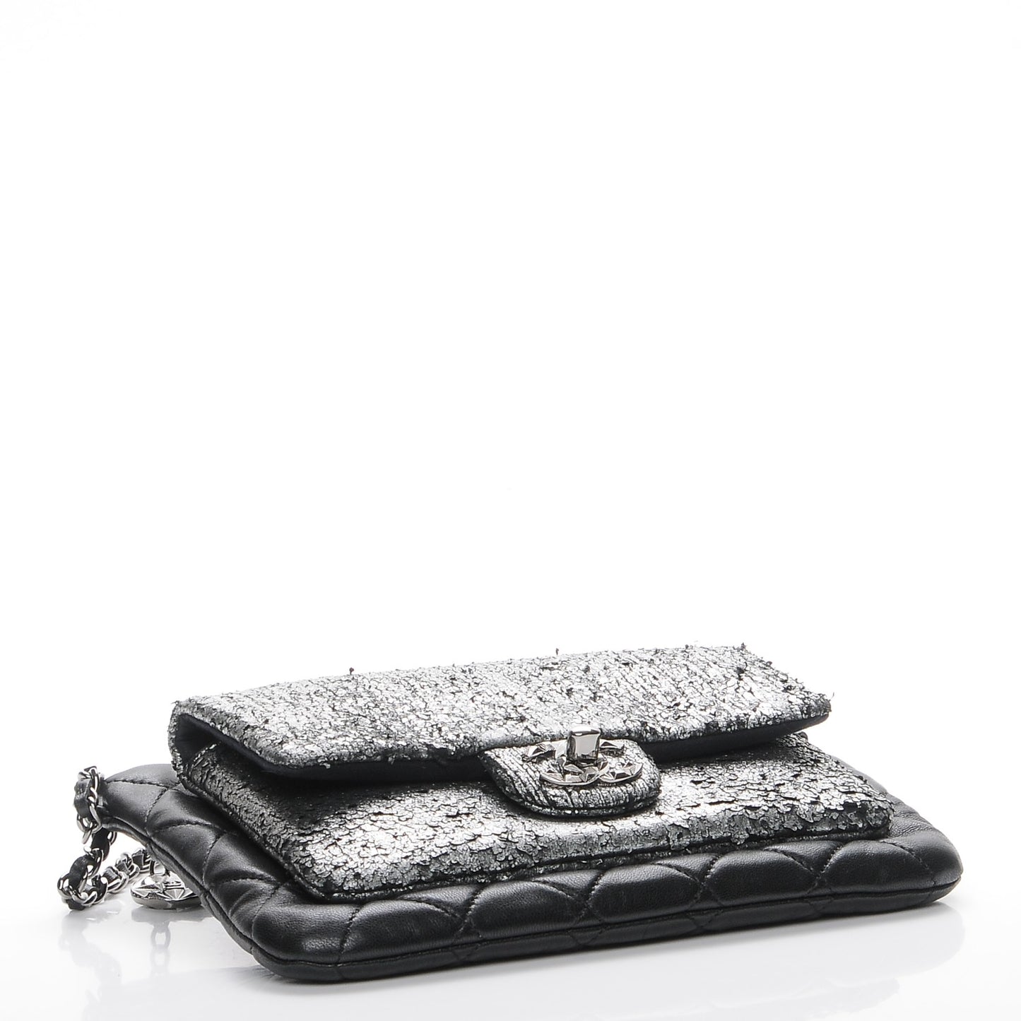 Lambskin Mineral Nights Wristlet Silver Black