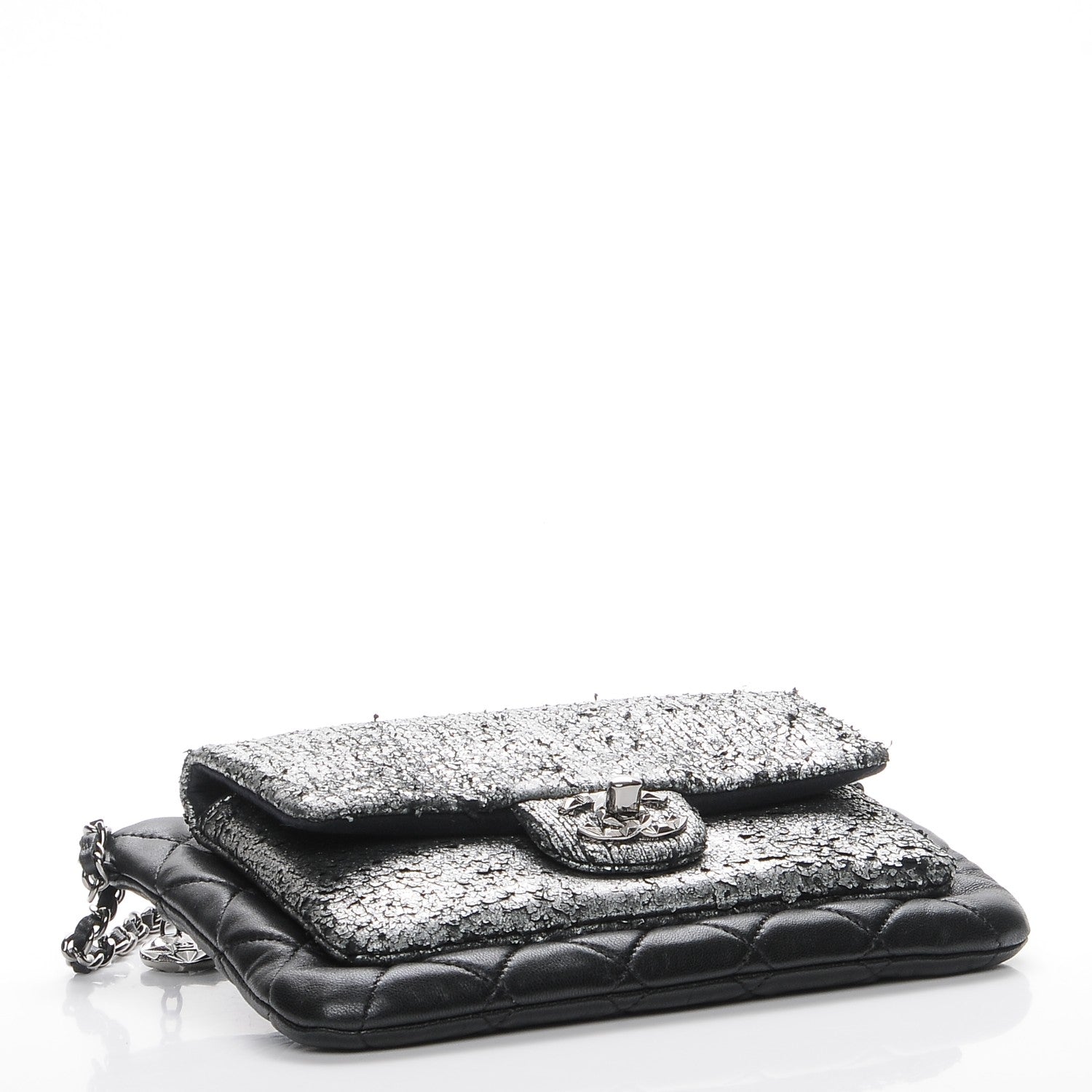 Chanel Lambskin Mineral Nights Wristlet Silver Black 4 of 7