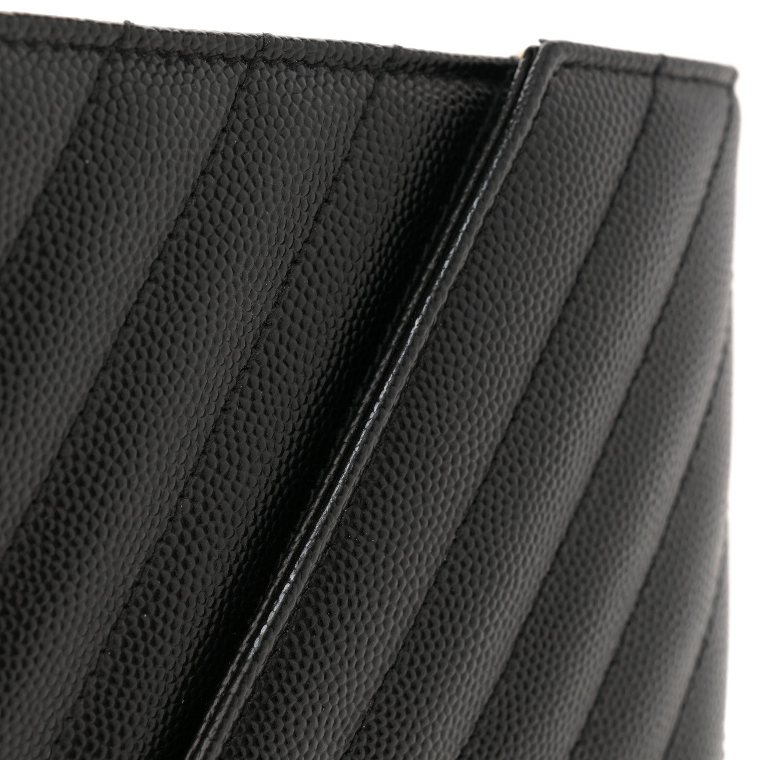 Saint Laurent Grain De Poudre Matelasse Chevron Monogram Envelope Chain Wallet Black 11 of 12