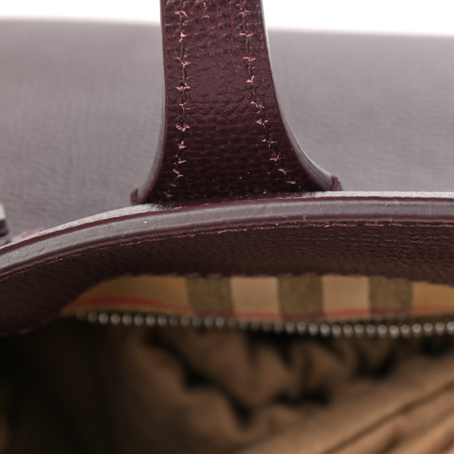 Burberry Derby Calfskin House Check Small Banner Tote Mahogany Red 21 of 21