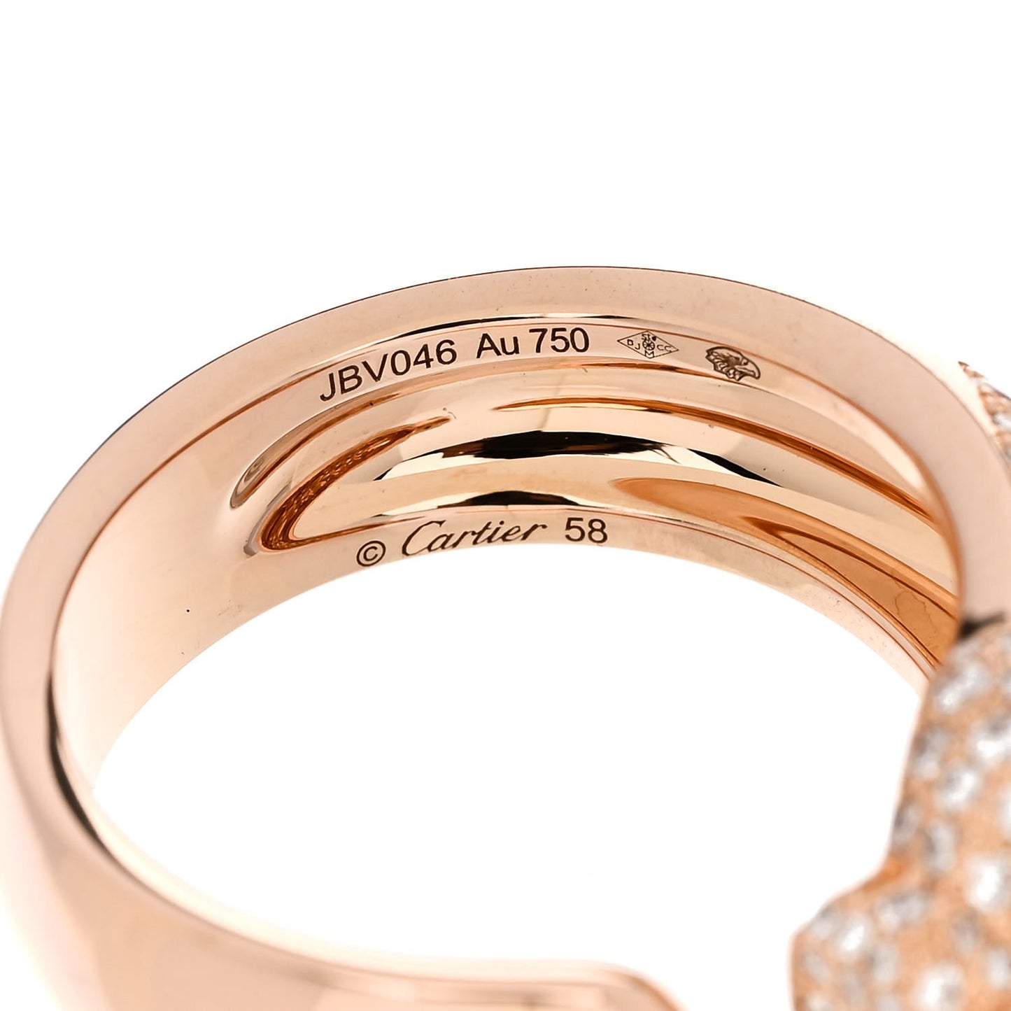 18K Pink Gold Diamond Onyx Emerald Panthere De Cartier Band Ring 58 8.5