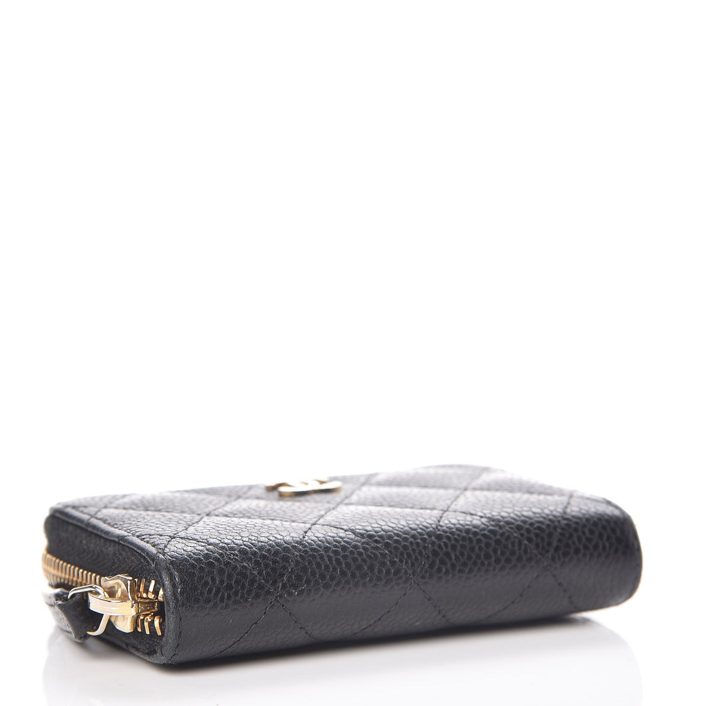 Caviar Quilted Zip Coin Purse Black