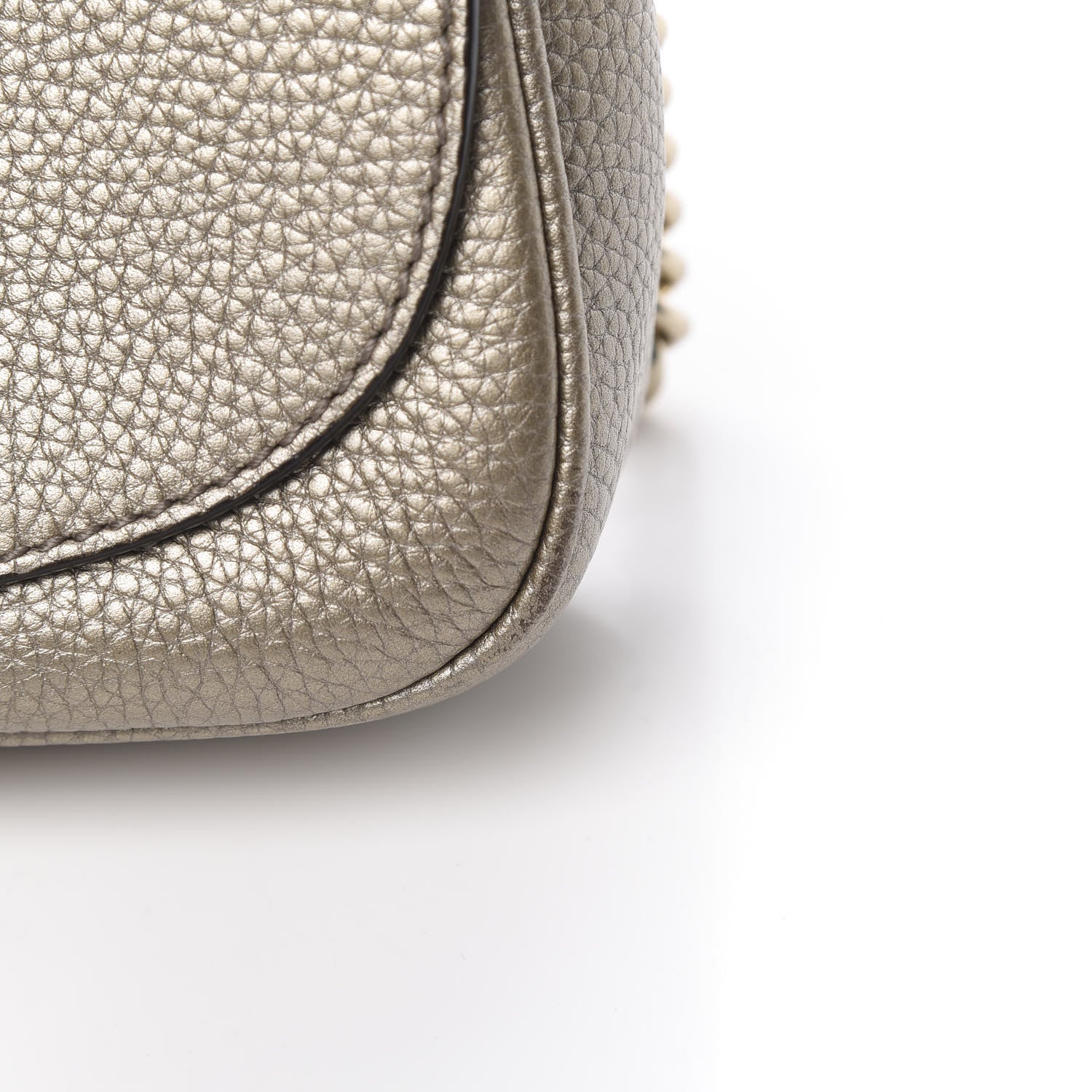 Gucci Metallic Pebbled Calfskin Medium Soho Flap Crossbody Golden Beige 11 of 11
