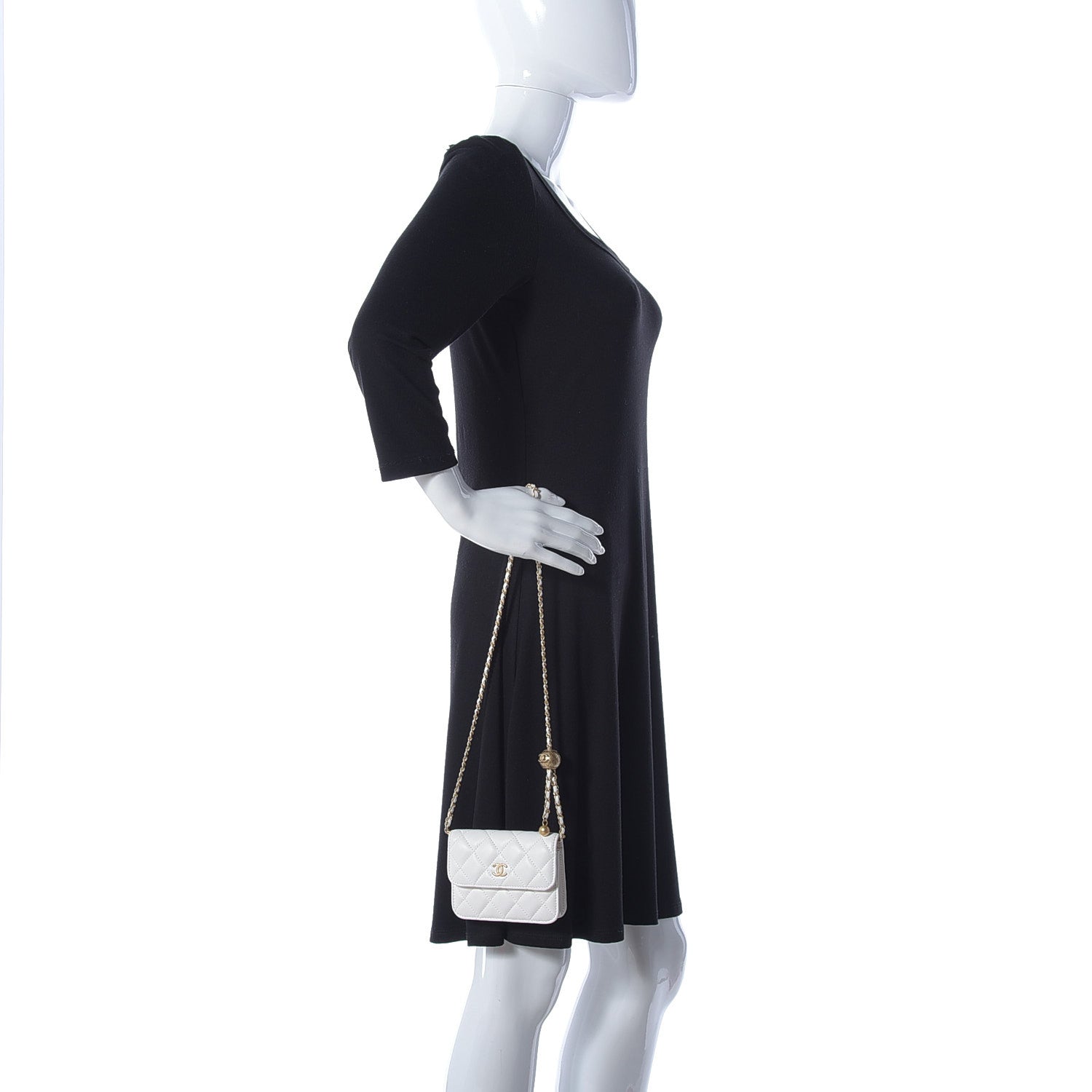 Chanel Lambskin Quilted Pearl Crush Clutch With Chain White 2 of 14